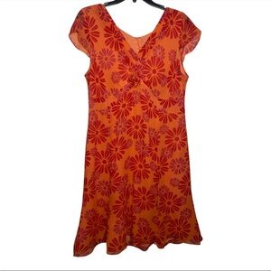 Vintage Bob Mackie Floral Silk Dress 14 Orange Red Y2K Retro Maxi Boho Party